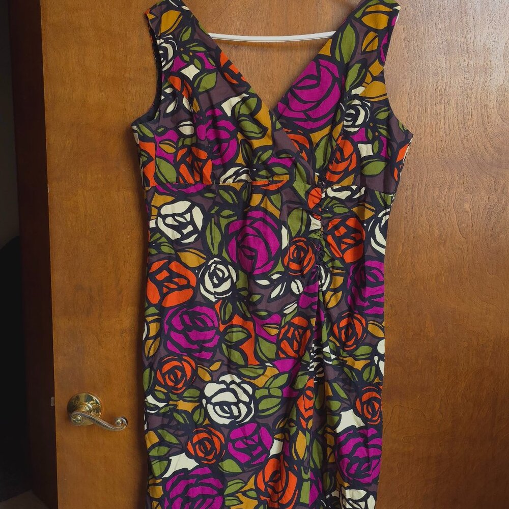 R&K Originals, Rose Print, Sleeveless Dress, Women's 16